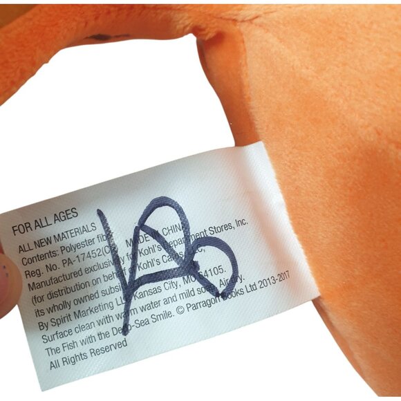 Kohls Orange Fish 14.5" Plush Toy Smiling Nemo Face Soft Cuddly Stuffed Gift - Picture 7 of 7